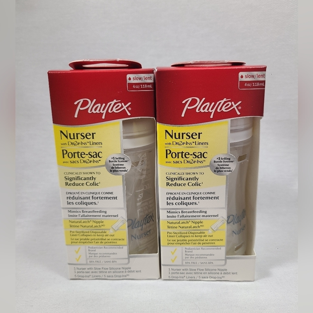 Playtex Nurser with Drop-Ins Liners Naturalatch Nipple Pre-Sterilized ×2 bottles